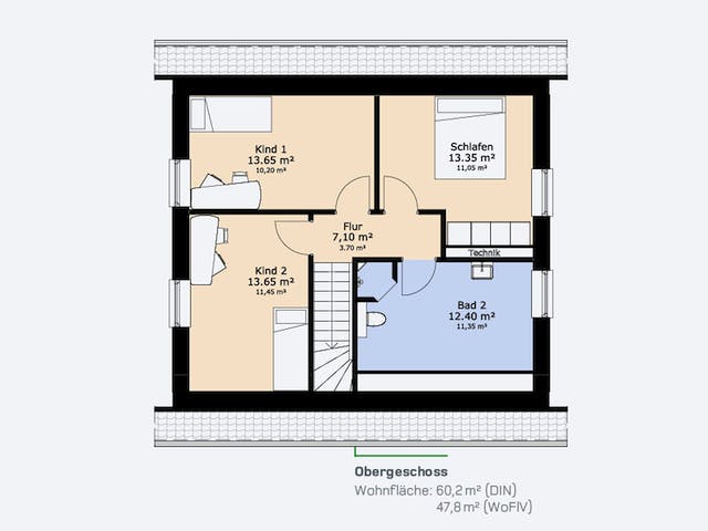 Massivhaus Einfamilienhaus 126 A SF von HausCompagnie Schlüsselfertig ab 223000€, Satteldach-Klassiker Grundriss 2