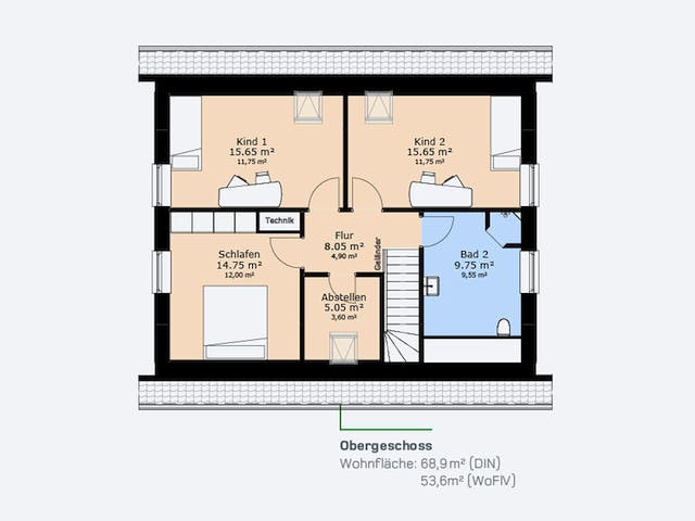 Massivhaus Einfamilienhaus 143 SF von HausCompagnie Schlüsselfertig ab 239000€, Satteldach-Klassiker Grundriss 2