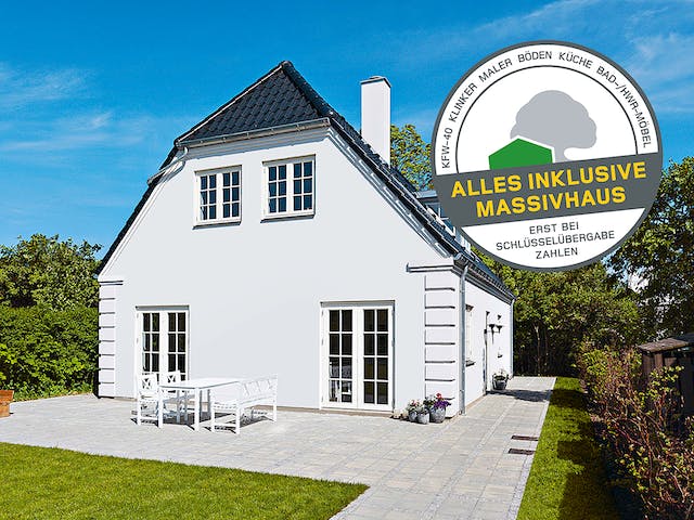 Massivhaus Einfamilienhaus 160 von HausCompagnie Schlüsselfertig ab 295000€, Satteldach-Klassiker Außenansicht 1