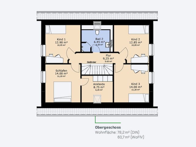 Massivhaus Einfamilienhaus 160 SF von HausCompagnie Schlüsselfertig ab 261000€, Satteldach-Klassiker Grundriss 2
