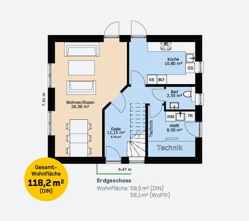 Hauscompagnie Stadtvilla 118 Floorplan 1