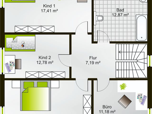 Fertighaus Hausidee 164 WD von DREVO HAUS Schlüsselfertig ab 214400€, Stadtvilla Grundriss 1