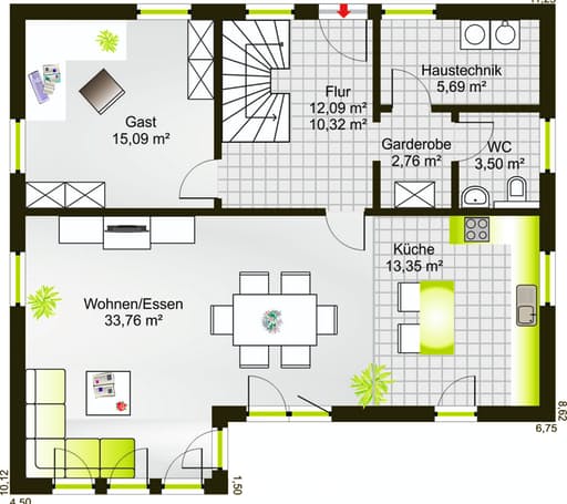 Fertighaus Hausidee 167 SD (inactive) von DREVO HAUS Schlüsselfertig ab 197000€, Satteldach-Klassiker Grundriss 2