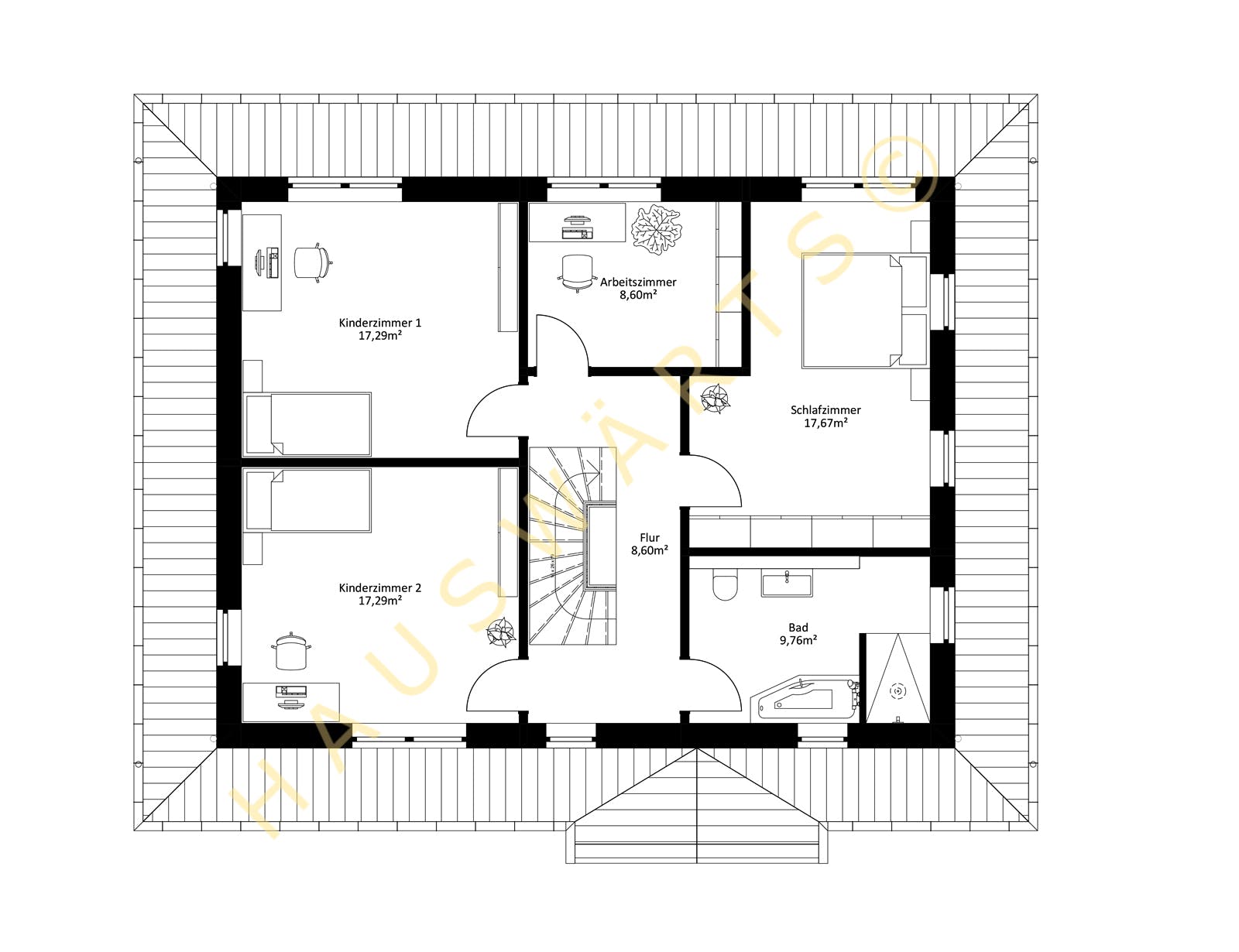 Massivhaus Bad Saarow von Hauswärts Consulting Schlüsselfertig ab 369000€, Stadtvilla Grundriss 2