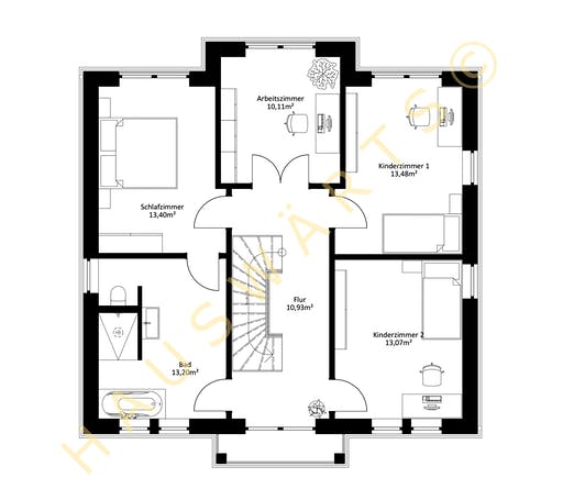 Massivhaus Potsdam von Hauswärts Consulting Schlüsselfertig ab 299000€, Stadtvilla Grundriss 2