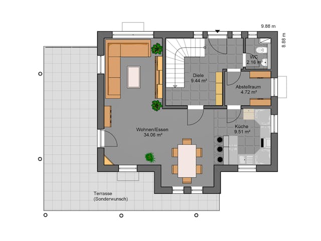 Massivhaus Classic 120.1 von Haus der Handwerker, Satteldach-Klassiker Grundriss 1