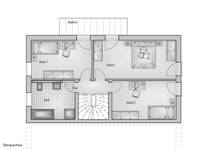 Massivhaus Doppelhaus Lifestyle 54.15 von hebelHAUS Schlüsselfertig ab 336000€, Pultdachhaus Grundriss 2
