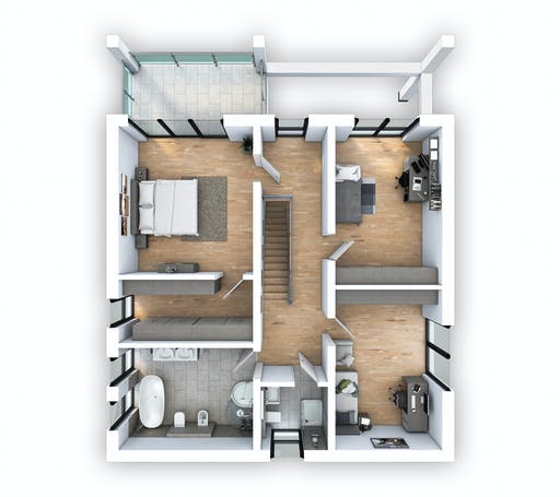 Massivhaus EFH Bauhaus 193 von hebelHAUS, Cubushaus Grundriss 2