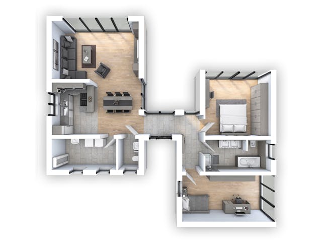 Massivhaus EFH Bungalow 105 von hebelHAUS, Bungalow Grundriss 1 Massivhaus EFH Bungalow 105 von hebelHAUS, Bungalow Grundriss 1