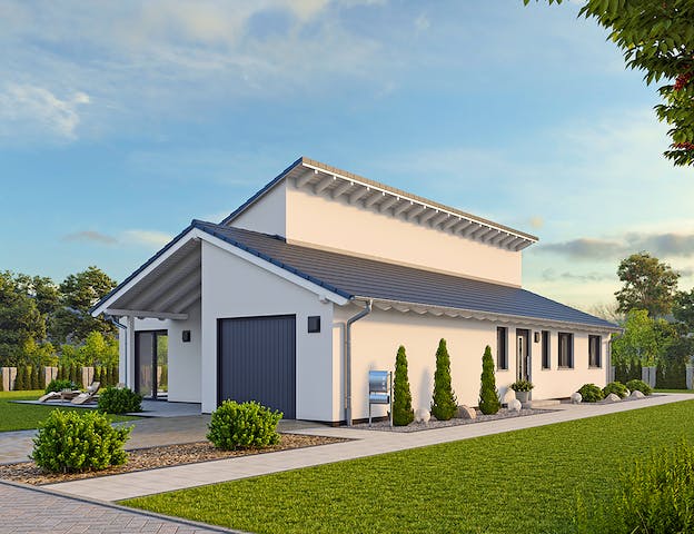 Winkelbungalow mit Garage 119 von hebelHAUS