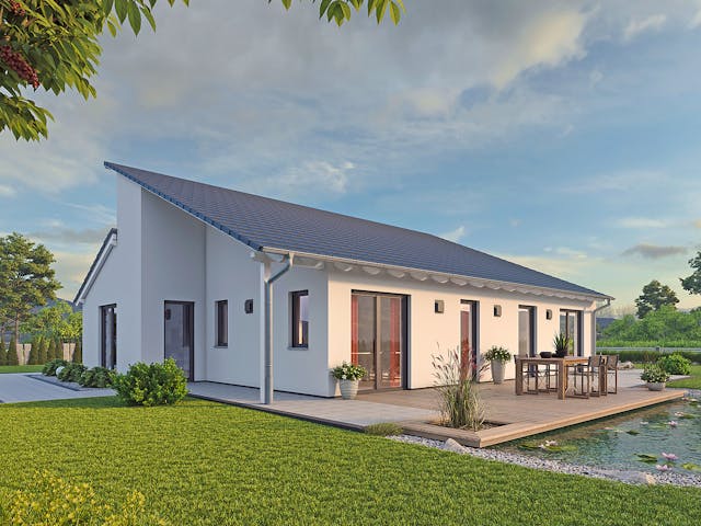 Massivhaus EFH Bungalow 119 von hebelHAUS, Bungalow Außenansicht 2