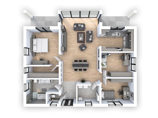 Massivhaus EFH Bungalow 125 von hebelHAUS, Bungalow Grundriss 1 Massivhaus EFH Bungalow 125 von hebelHAUS, Bungalow Grundriss 1