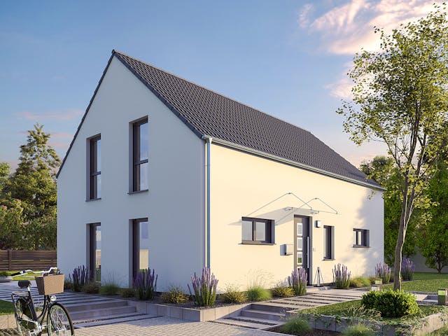 Massivhaus EFH Klassik 118 von hebelHAUS, Satteldach-Klassiker Außenansicht 2