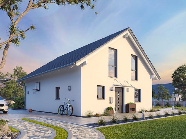 Massivhaus EFH Klassik 128 von hebelHAUS, Satteldach-Klassiker Außenansicht 1