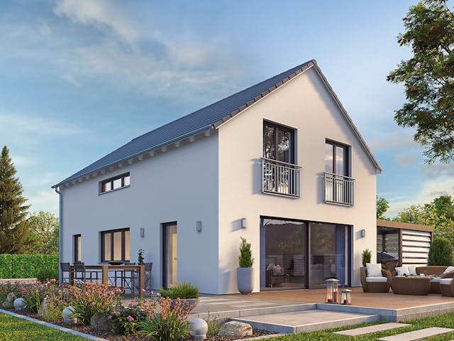 Massivhaus EFH Klassik 135 von hebelHAUS, Satteldach-Klassiker Außenansicht 2