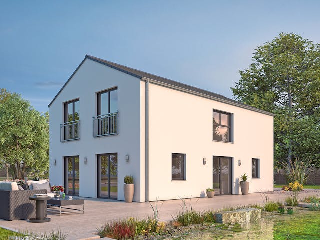 Massivhaus EFH Klassik 140 von hebelHAUS, Satteldach-Klassiker Außenansicht 2