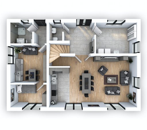 Massivhaus EFH PLUS Klassik 156 von hebelHAUS, Pultdachhaus Grundriss 1