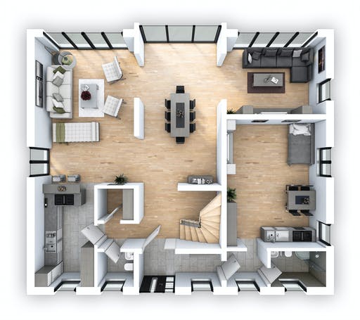 Massivhaus EFH PLUS Klassik 203 von hebelHAUS, Satteldach-Klassiker Grundriss 1