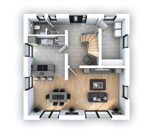 Massivhaus EFH Stadtvilla 124 von hebelHAUS, Stadtvilla Grundriss 1