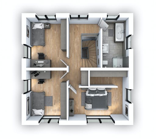Massivhaus EFH Stadtvilla 124 von hebelHAUS, Stadtvilla Grundriss 2