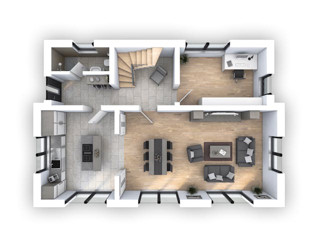 Massivhaus EFH Stadtvilla 141 von hebelHAUS, Pultdachhaus Grundriss 1 Massivhaus EFH Stadtvilla 141 von hebelHAUS, Pultdachhaus Grundriss 1