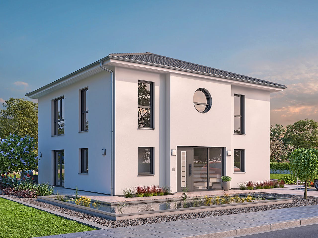 Massivhaus EFH Stadtvilla 153 von hebelHAUS, Stadtvilla Außenansicht 1