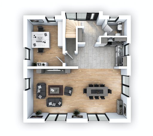 Massivhaus EFH Stadtvilla 153 von hebelHAUS, Stadtvilla Grundriss 1