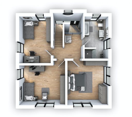 Massivhaus EFH Stadtvilla 153 von hebelHAUS, Stadtvilla Grundriss 2