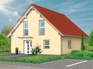 Massivhaus Family 10.30 von hebelHAUS Schlüsselfertig ab 275000€, Satteldach-Klassiker Außenansicht 1