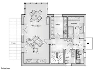 Massivhaus Family 10.43 von hebelHAUS Schlüsselfertig ab 292000€, Satteldach-Klassiker Grundriss 1
