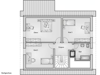 Massivhaus Family 10.43 von hebelHAUS Schlüsselfertig ab 292000€, Satteldach-Klassiker Grundriss 2