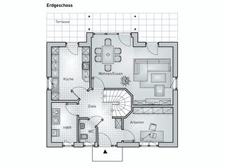 Massivhaus Family 10.188 von hebelHAUS Schlüsselfertig ab 291000€, Satteldach-Klassiker Grundriss 1