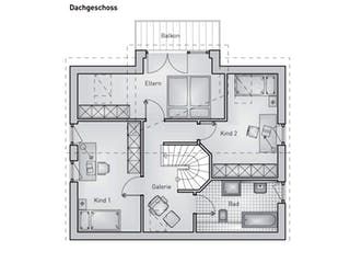 Massivhaus Family 10.188 von hebelHAUS Schlüsselfertig ab 291000€, Satteldach-Klassiker Grundriss 2
