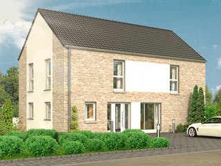 Massivhaus Family 20.12 von hebelHAUS Schlüsselfertig ab 345000€, Satteldach-Klassiker Außenansicht 1