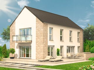 Massivhaus Family 20.12 von hebelHAUS Schlüsselfertig ab 345000€, Satteldach-Klassiker Außenansicht 2