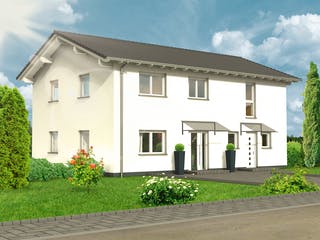 Massivhaus Family 20.23 von hebelHAUS Schlüsselfertig ab 359000€, Satteldach-Klassiker Außenansicht 1