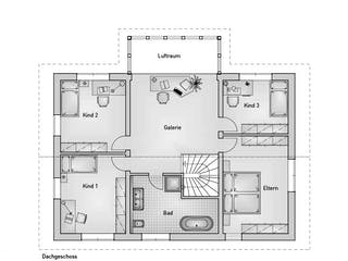 Massivhaus Family 20.23 von hebelHAUS Schlüsselfertig ab 359000€, Satteldach-Klassiker Grundriss 2