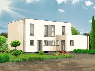 Massivhaus Kubus 25.18 von hebelHAUS Schlüsselfertig ab 370000€, Cubushaus Außenansicht 1