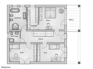 Massivhaus Kubus 25.38 von hebelHAUS Schlüsselfertig ab 387000€, Cubushaus Grundriss 2