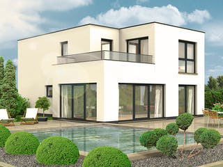 Massivhaus Kubus 25.87 von hebelHAUS Schlüsselfertig ab 340000€, Cubushaus Außenansicht 1