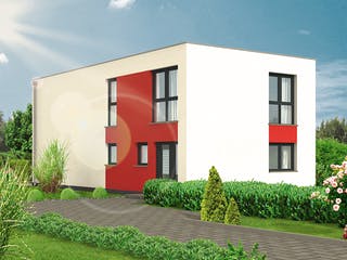 Massivhaus Kubus 25.87 von hebelHAUS Schlüsselfertig ab 340000€, Cubushaus Außenansicht 2