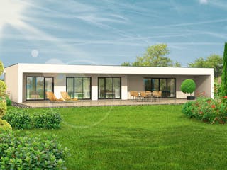 Massivhaus Lifestyle 44.1 von hebelHAUS Schlüsselfertig ab 305000€, Bungalow Außenansicht 1