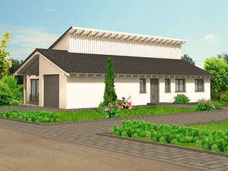 Massivhaus Lifestyle 44.3 von hebelHAUS Schlüsselfertig ab 330000€, Bungalow Außenansicht 2