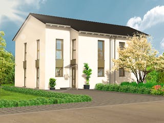 Massivhaus Stadthaus 52.12 von hebelHAUS Schlüsselfertig ab 269000€, Satteldach-Klassiker Außenansicht 1