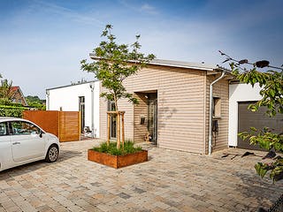 Fertighaus Bungalow mit stilvollen Finessen von Hausbau Heggemann Schlüsselfertig ab 300000€, Bungalow Außenansicht 4