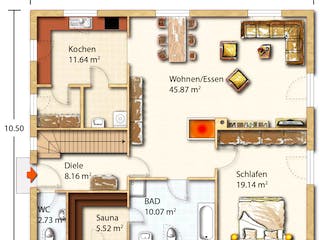 Fertighaus Heike von Holzhaus Rosskopf Schlüsselfertig ab 599000€, Blockhaus Grundriss 1