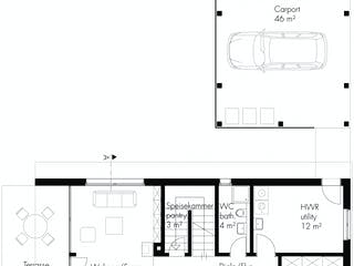 Fertighaus Hellwig von Becker 360 Schlüsselfertig ab 396100€, Satteldach-Klassiker Grundriss 1