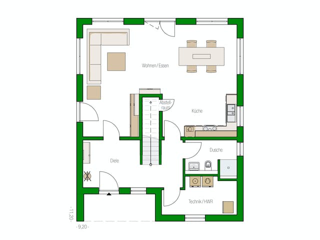 Massivhaus Aachen von HELMA MASSIVHAUS Schlüsselfertig ab 365750€, Satteldach-Klassiker Grundriss 1