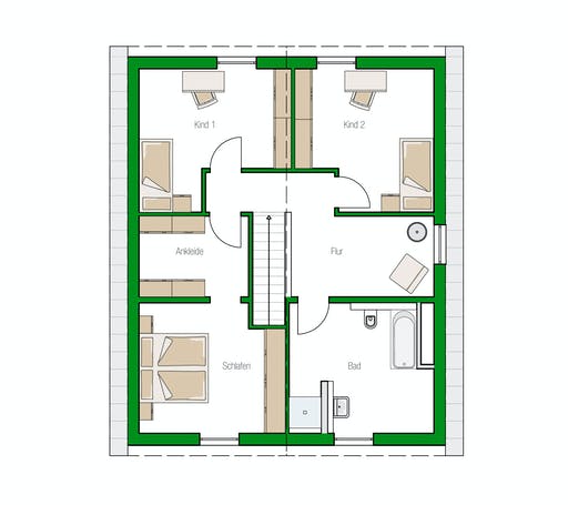 Massivhaus Aachen von HELMA MASSIVHAUS Schlüsselfertig ab 348700€, Satteldach-Klassiker Grundriss 2