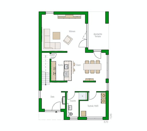 Massivhaus Alicante von HELMA MASSIVHAUS Schlüsselfertig ab 413600€, Cubushaus Grundriss 1